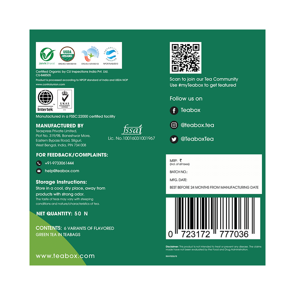 Teabox Everyday Well-Being Box 100% Whole Leaf Tea (2gm Each) - Image 2