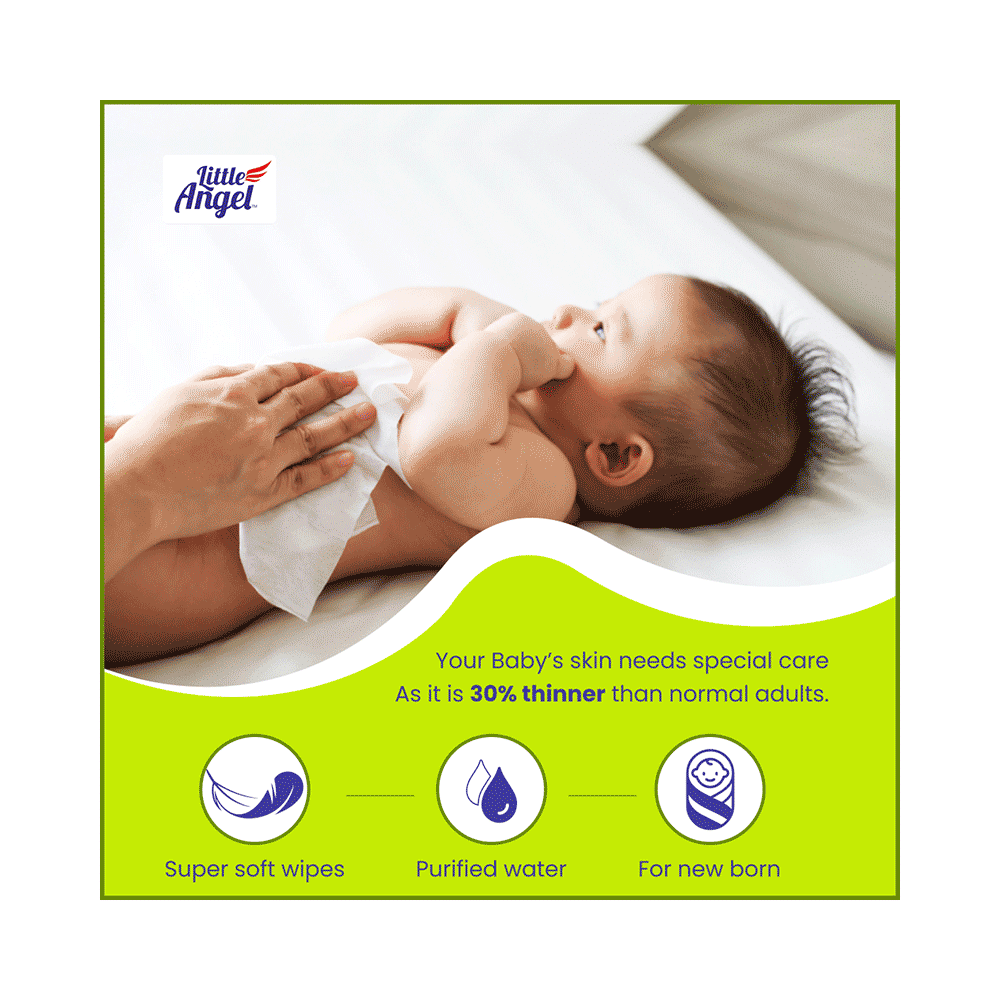 Little Angel Super Soft Cleansing Baby Wipes with Aloe Vera & Vitamin E (72 Each) - Image 3