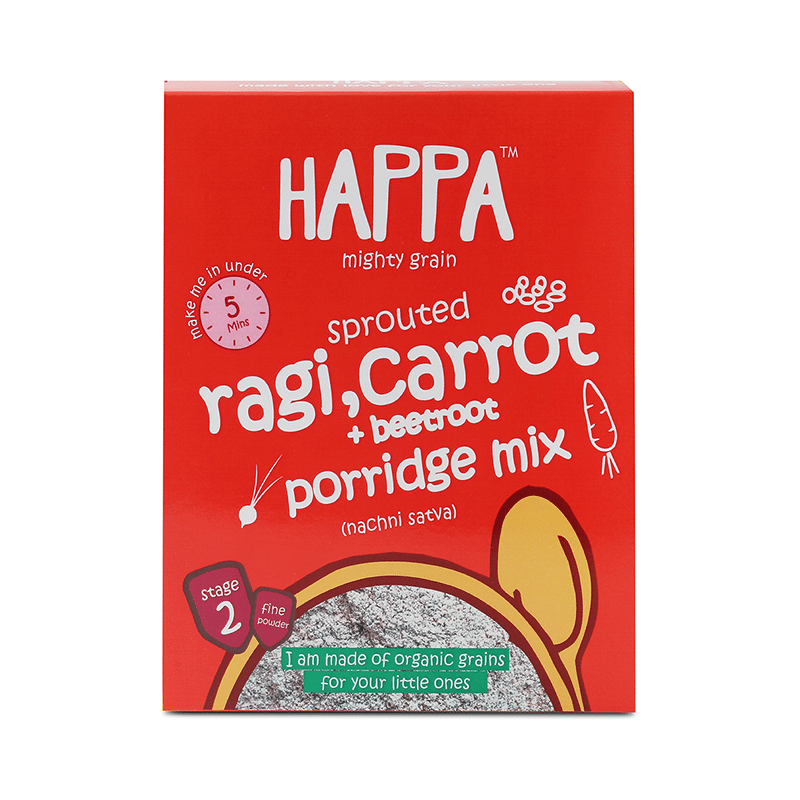 Happa Mighty Grain Combo Pack of Porridge Mix Sprouted Ragi, Carrot + Beetroot and Sprouted Ragi, Almonds + Dates Stage 2 (200gm Each) - Image 3