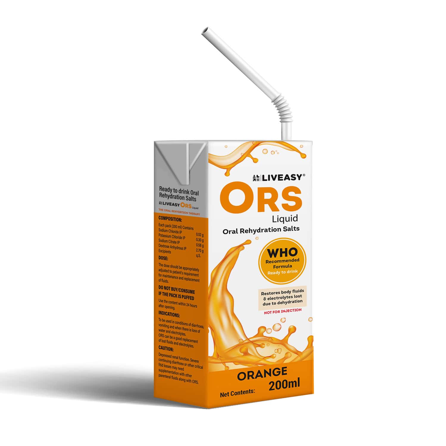 Liveasy Ors Liquid Oral Rehydration Orange Flavour  - Image 1