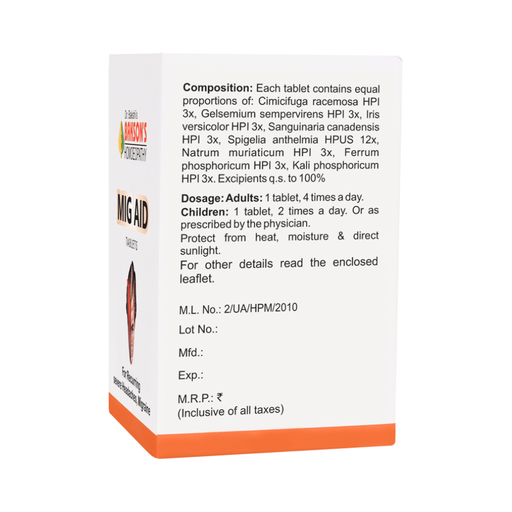 Bakson's Homeopathy Mig Aid Tablet - Image 2