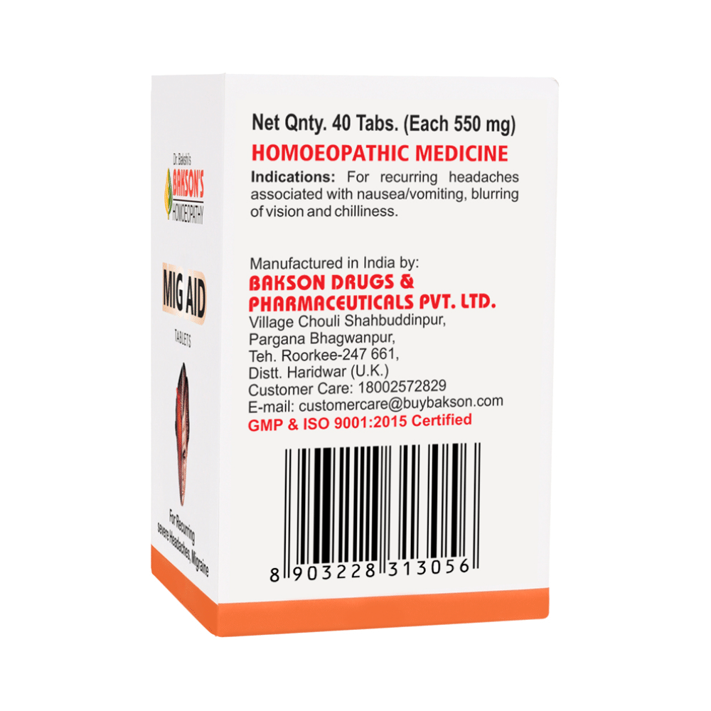 Bakson's Homeopathy Mig Aid Tablet - Image 3