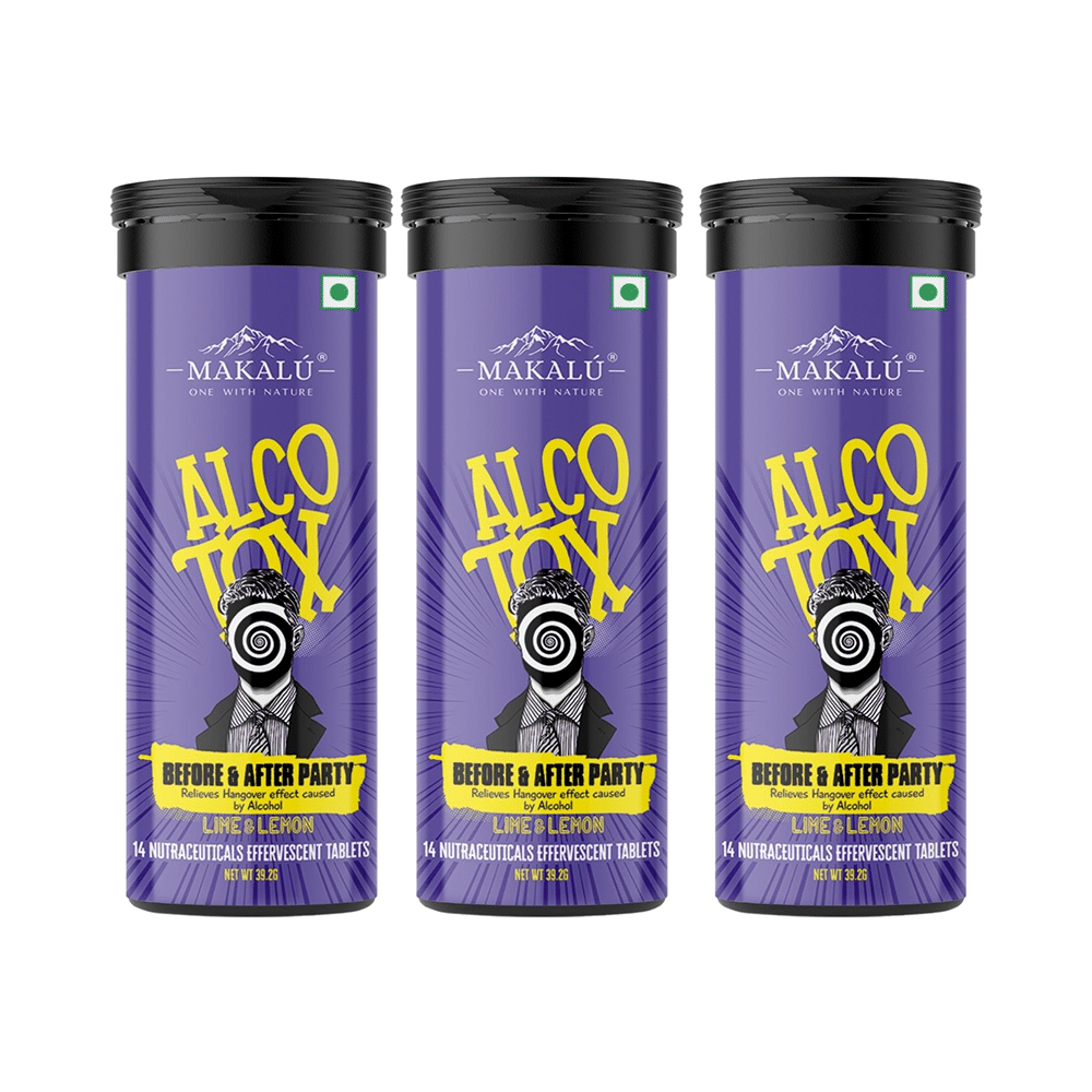 Makalu Alcotox Before & After Party Hangover Cure Effervescent Tablet-Lime & Lemon (14 Each)