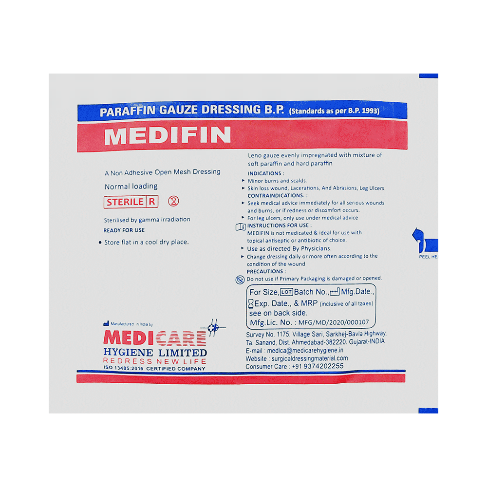 Medica Medifin Paraffin Gauze Dressing 10cm x 30cm - Image 1