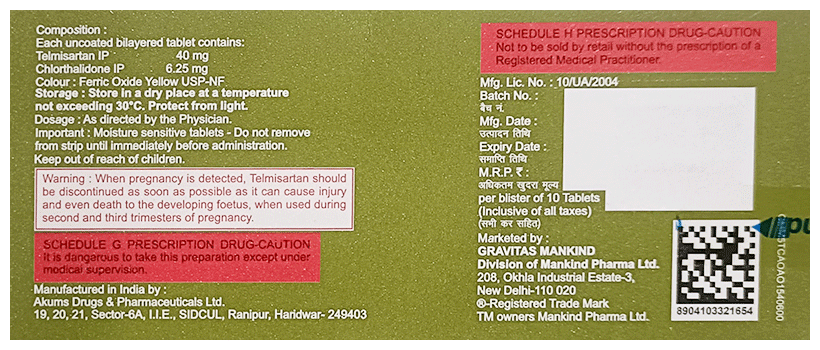 Telmikind-CT 40/6.25 Tablet - Image 2