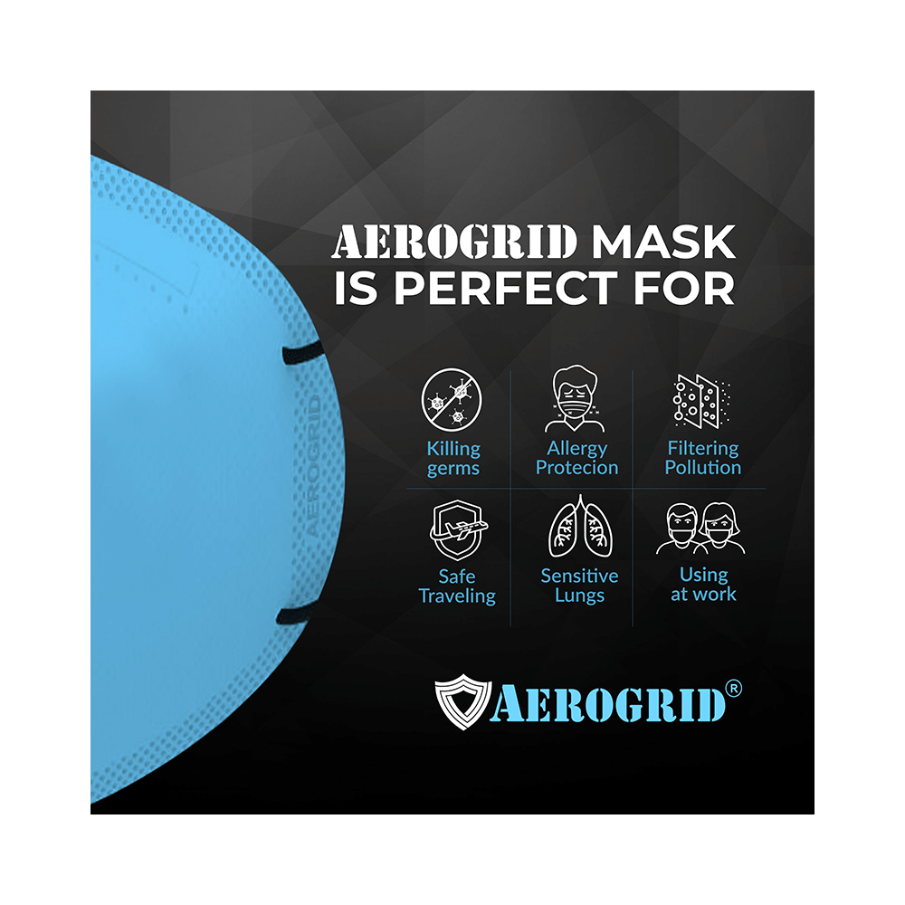 Aerogrid FFP2 Premium 6 Layer N95 Mask Blue with Adjustable Black Head Loop - Image 3