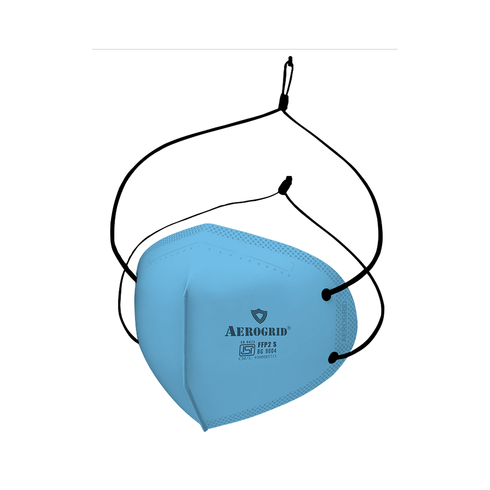Aerogrid FFP2 Premium 6 Layer N95 Mask Blue with Adjustable Black Head Loop