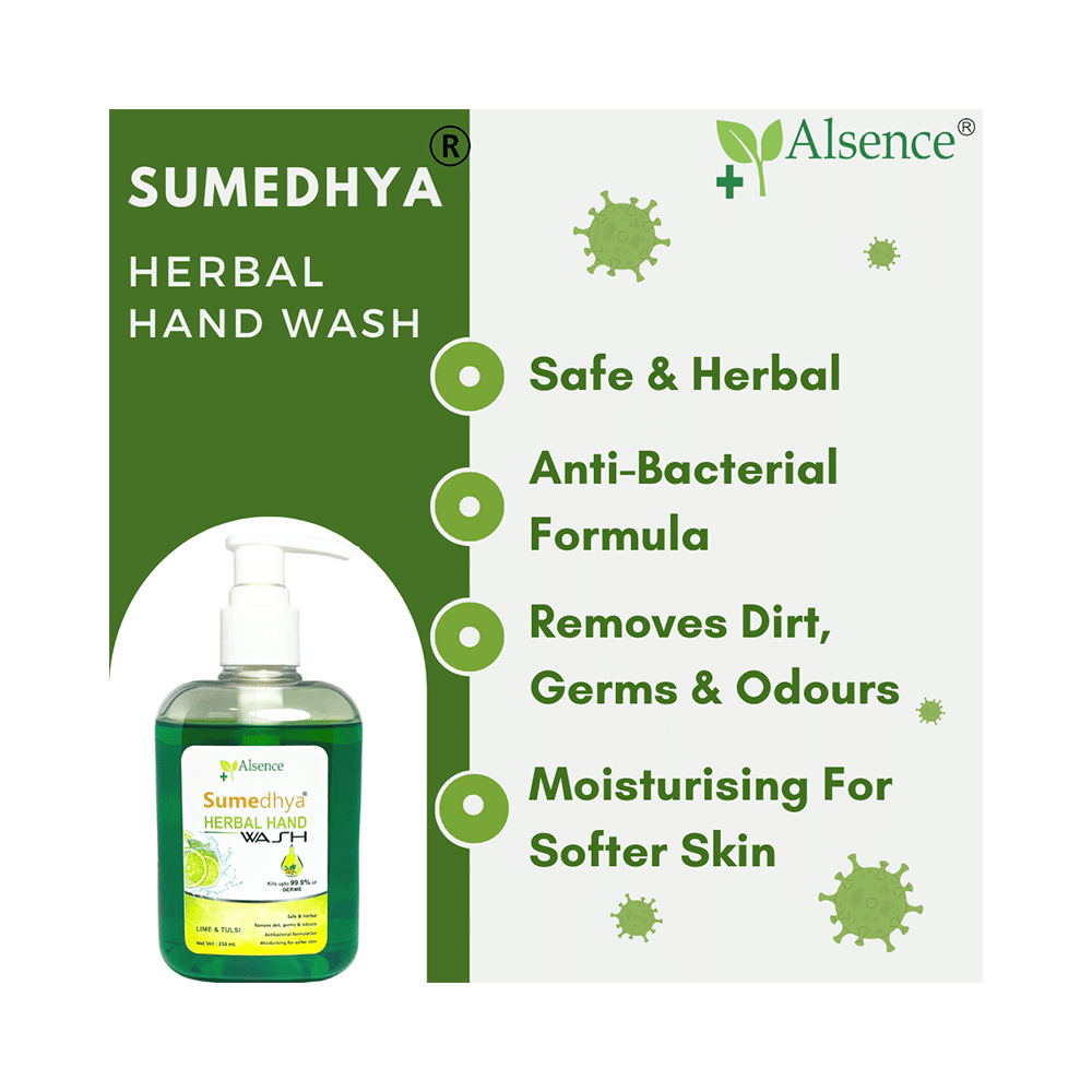 Alsence Sumedhya Herbal Hand Wash Lime & Tulsi (250ml Each) - Image 3