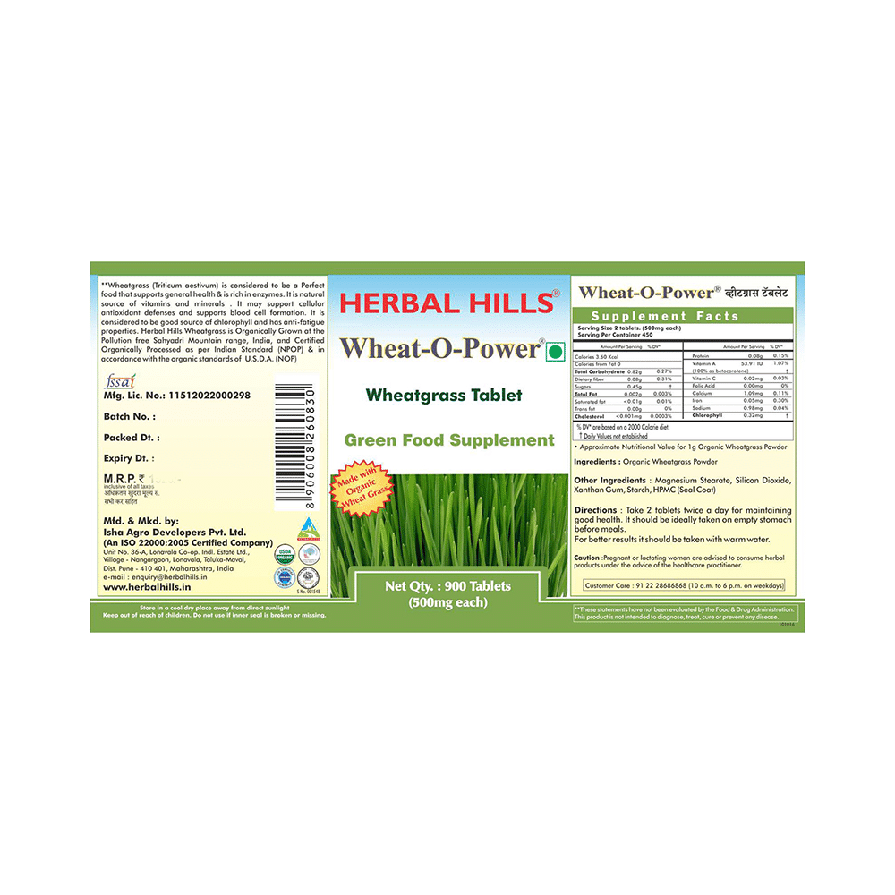 Herbal Hills Wheat-O-Power Wheatgrass 500mg Tablet Value Pack - Image 2
