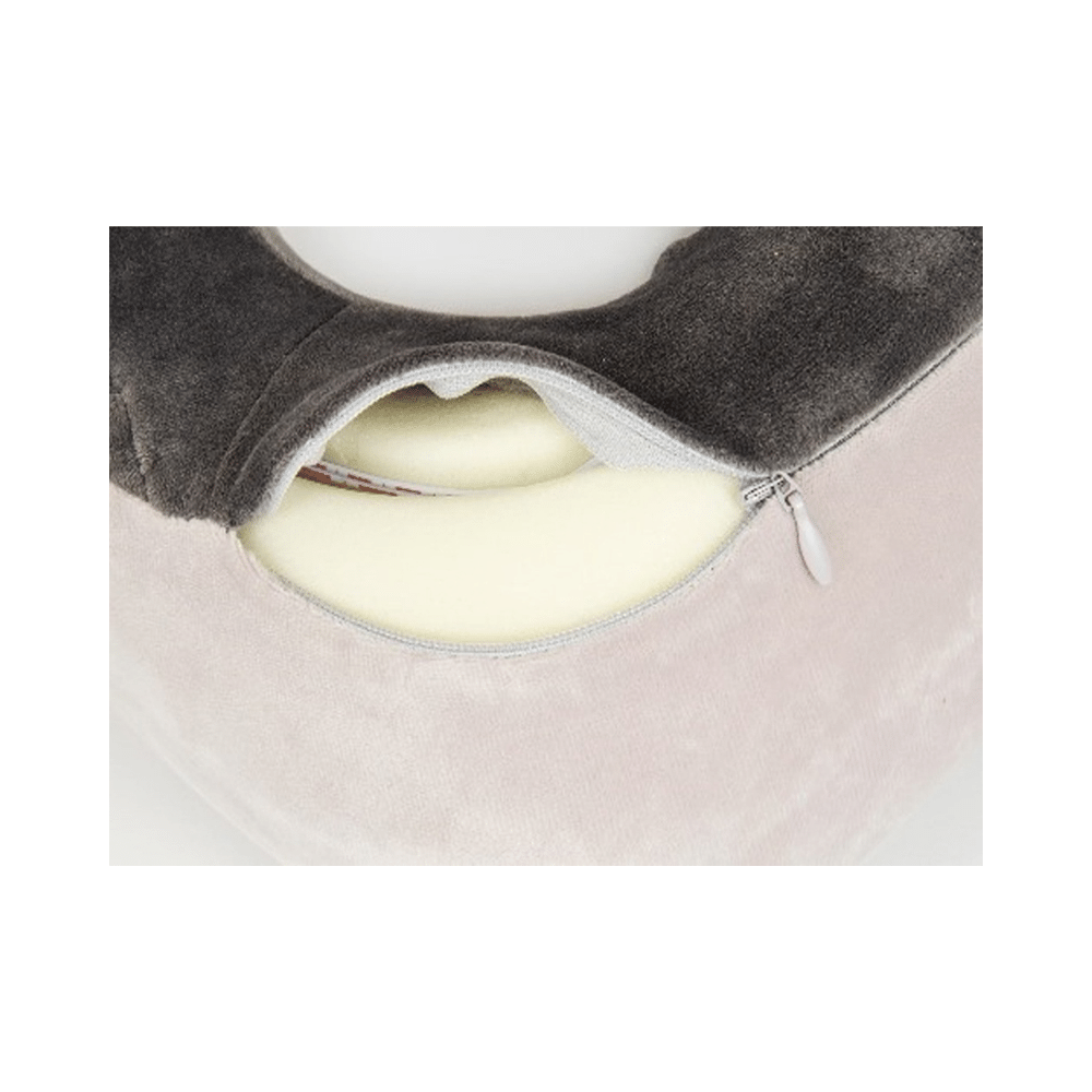 Viaggi U Shape Memory Foam Vibrating Neck Massage Travel Pillow Coffee Grey - Image 5