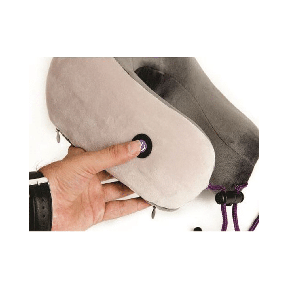 Viaggi U Shape Memory Foam Vibrating Neck Massage Travel Pillow Coffee Grey - Image 4