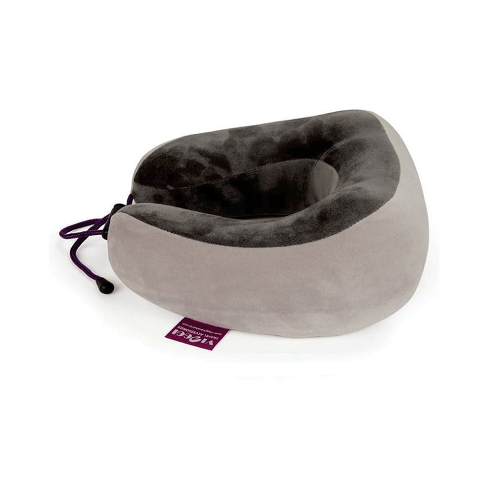 Viaggi U Shape Memory Foam Vibrating Neck Massage Travel Pillow Coffee Grey - Image 2