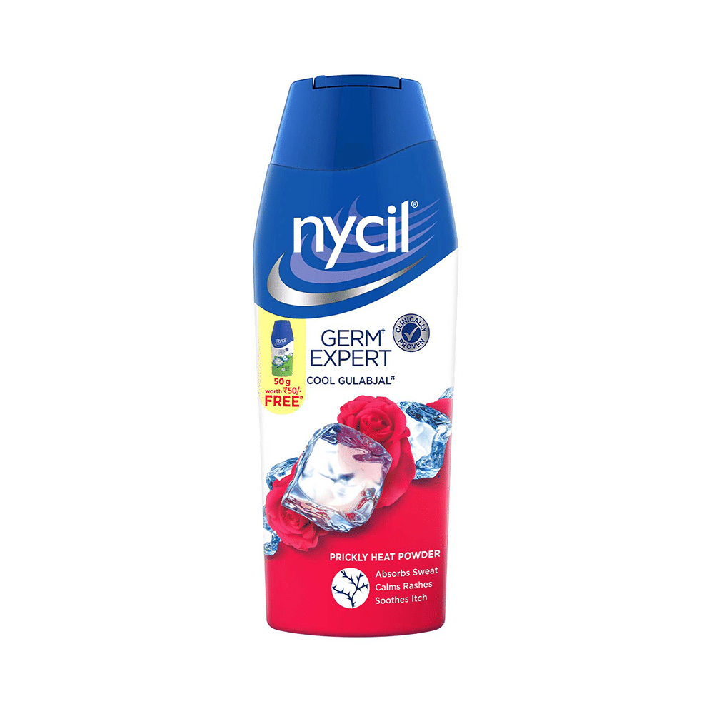Nycil Cool Gulabjal Prickly Heat Talcum Powder with Nycil 50gm Germ Expert Talc Free - Image 2