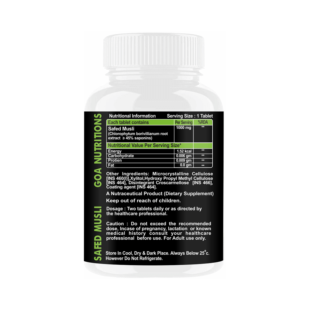 Goa Nutritions Safed Musli Root Extract Tablet Sugar Free - Image 2