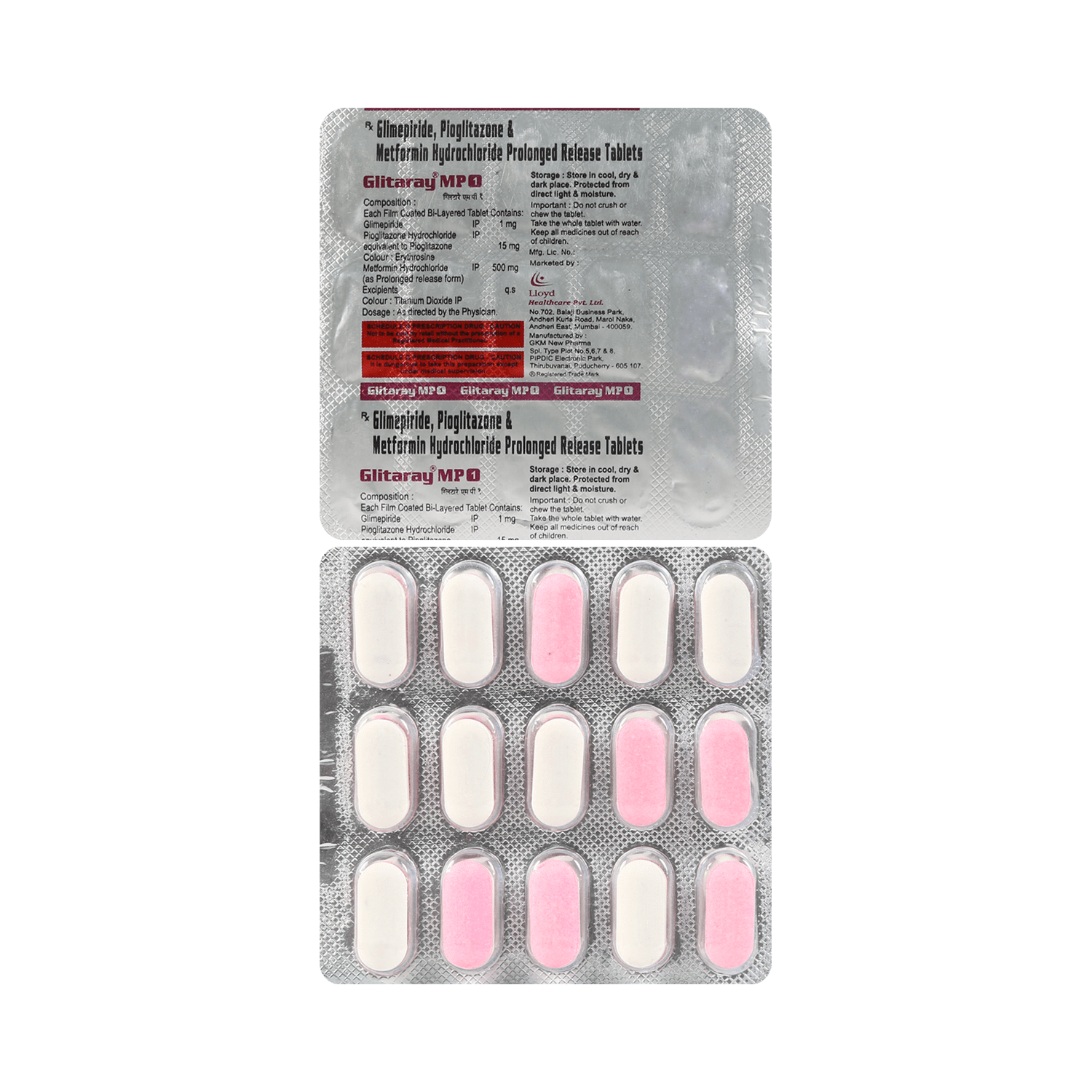 Glitaray MP 1mg/500mg/15mg Tablet PR - Image 1