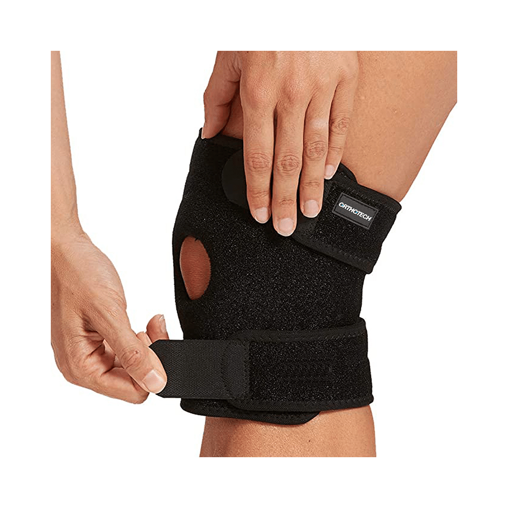 Orthotech OR-2437 Open Patella Knee Support Free Size Black - Image 1