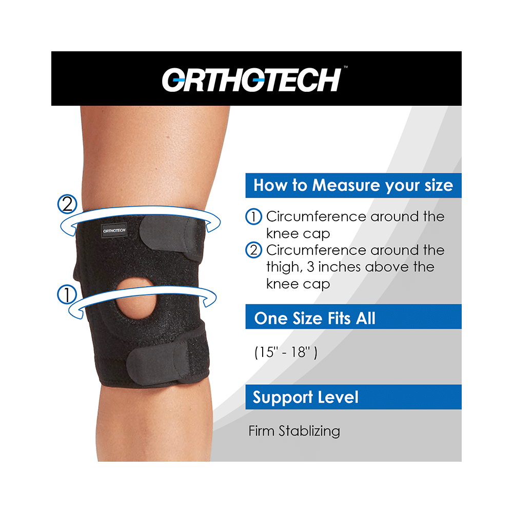 Orthotech OR-2437 Open Patella Knee Support Free Size Black - Image 7