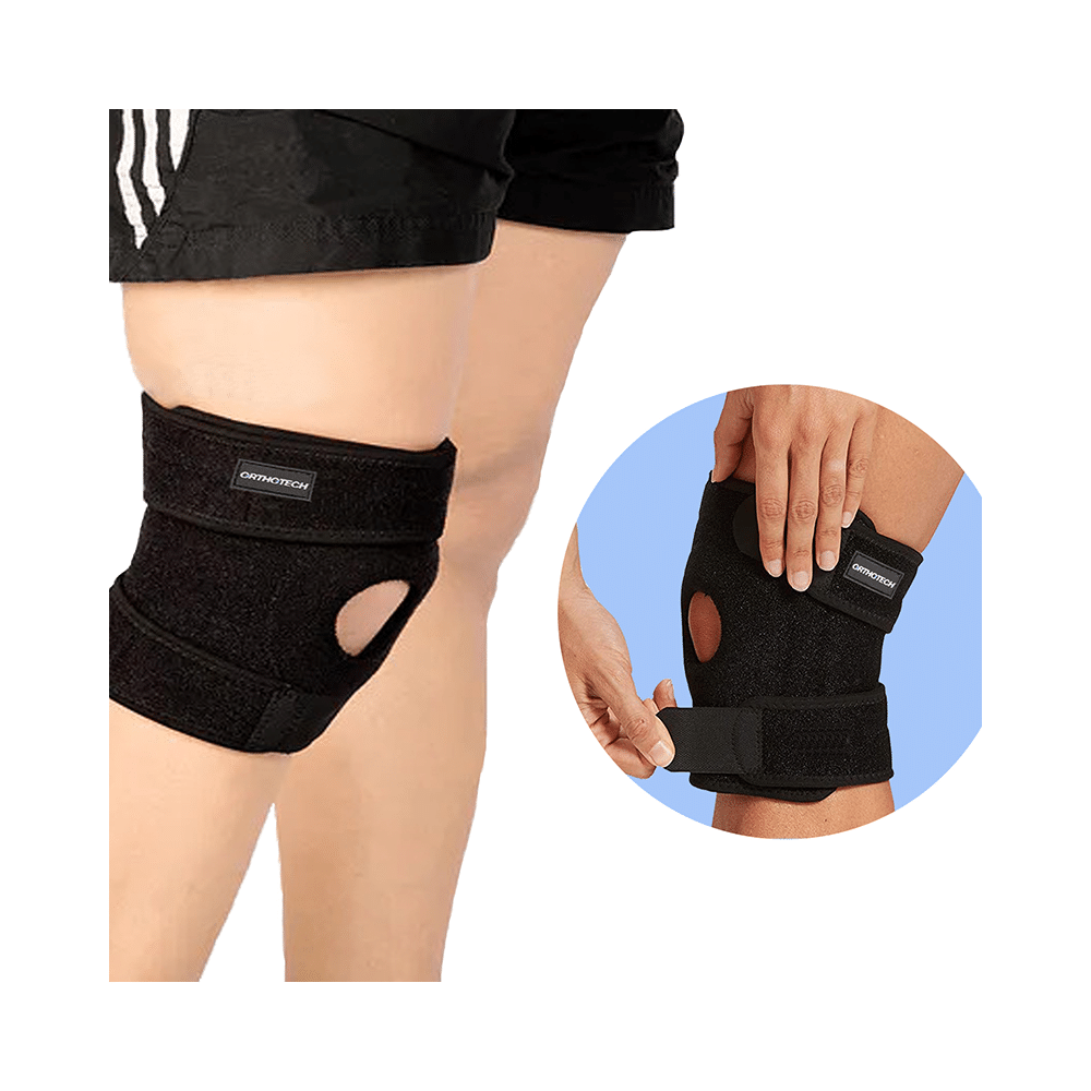 Orthotech OR-2437 Open Patella Knee Support Free Size Black - Image 2