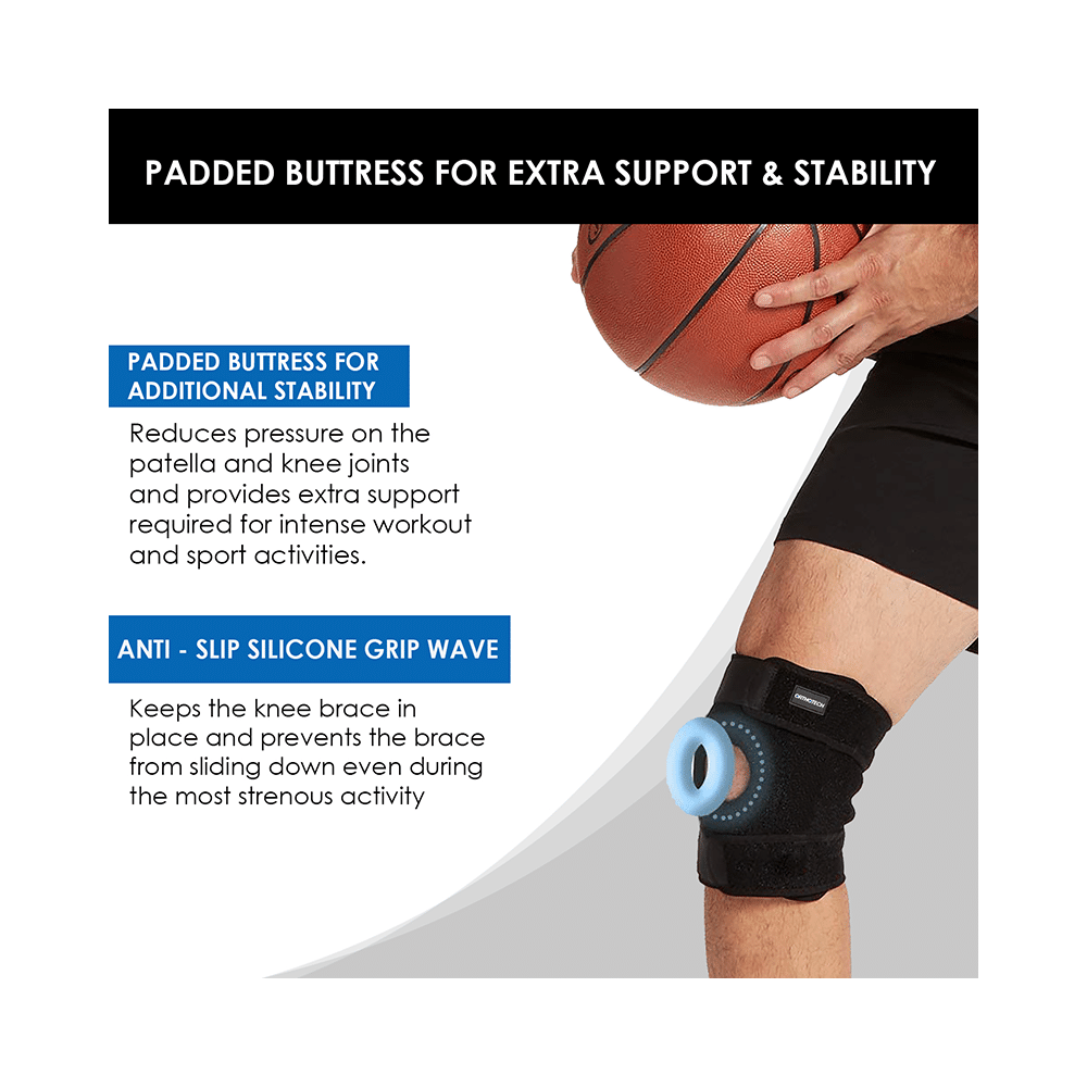 Orthotech OR-2437 Open Patella Knee Support Free Size Black - Image 5