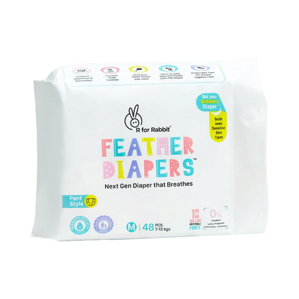 R for Rabbit Feather Pant Style Diapers Medium - Image 1
