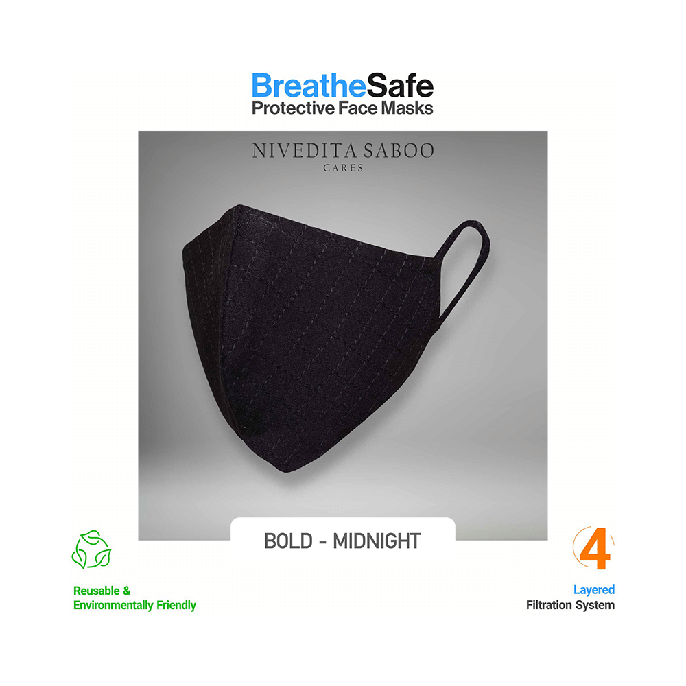 Nivedita Saboo Cares Medium Bold-Midnight BreathSafe Protective Reusable Face Mask - Image 2