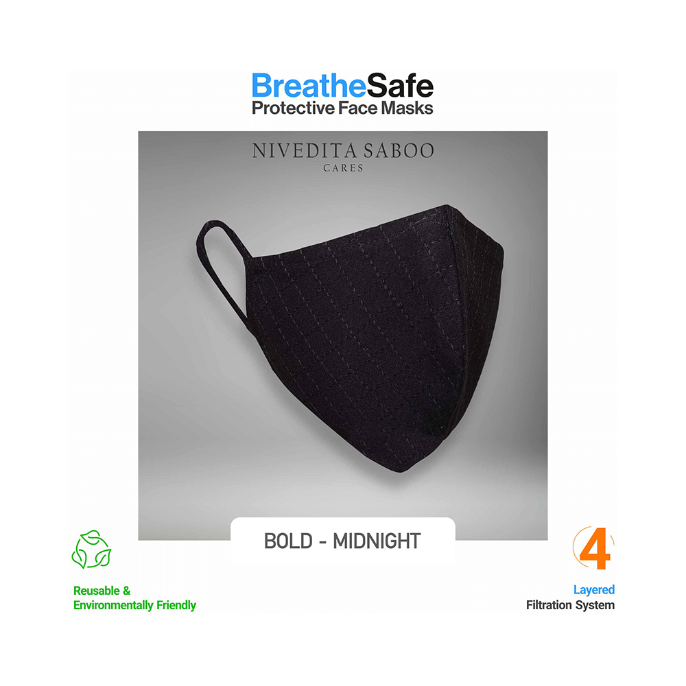 Nivedita Saboo Cares Medium Bold-Midnight BreathSafe Protective Reusable Face Mask - Image 3