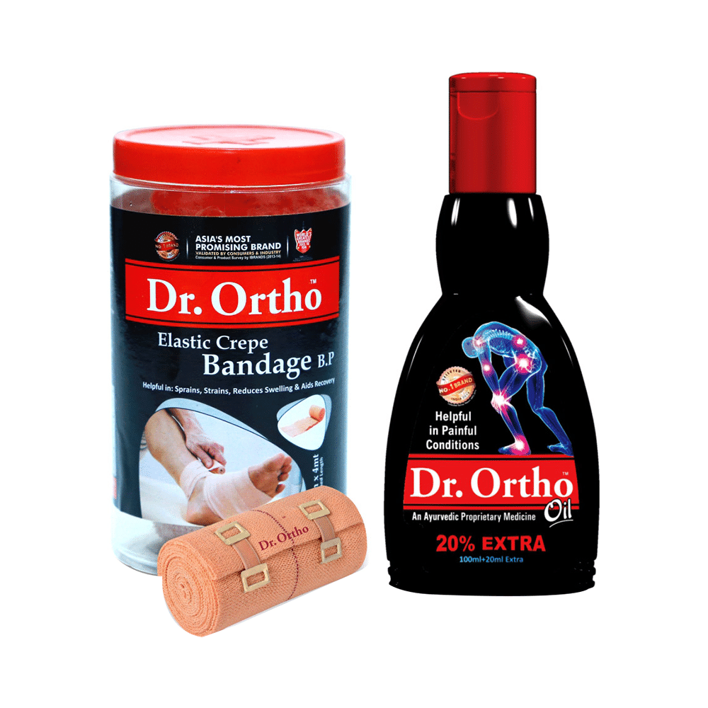 Dr Ortho Combo of Pain Relief Oil 120ml & Crepe Bandage (10X4)