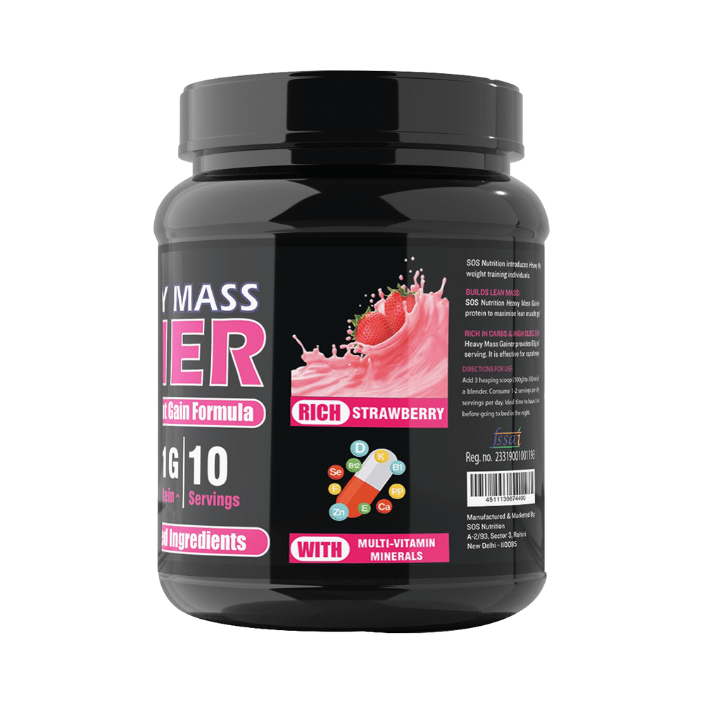 SOS Nutrition Heavy Mass Gainer Rich Strawberry - Image 4