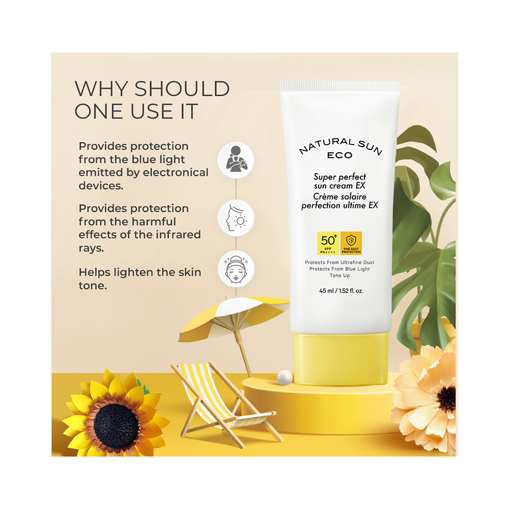 The Face Shop Natural Sun  Eco Super Perfect Sunscreen Spf 50+ Pa +++, Protection From Blue Light, Digital Devices, Uv A & Uv B Rays - Image 4