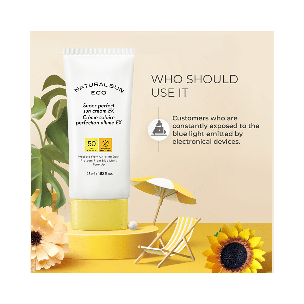 The Face Shop Natural Sun  Eco Super Perfect Sunscreen Spf 50+ Pa +++, Protection From Blue Light, Digital Devices, Uv A & Uv B Rays - Image 5