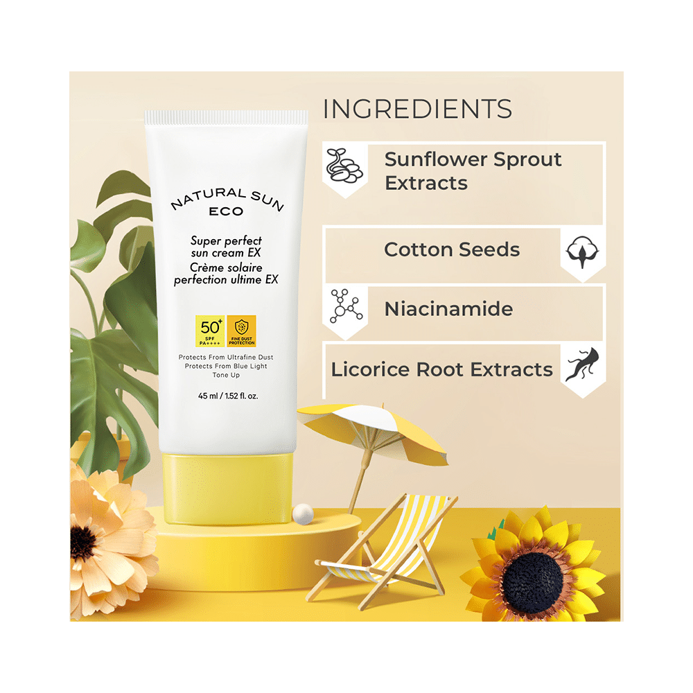 The Face Shop Natural Sun  Eco Super Perfect Sunscreen Spf 50+ Pa +++, Protection From Blue Light, Digital Devices, Uv A & Uv B Rays - Image 3