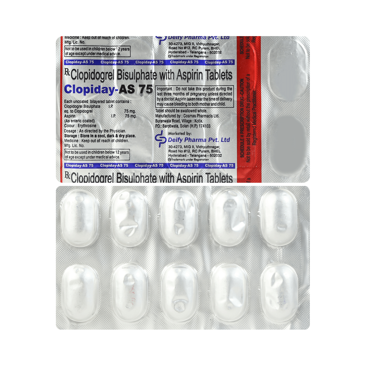 Clopiday AS 75mg/75mg Tablet