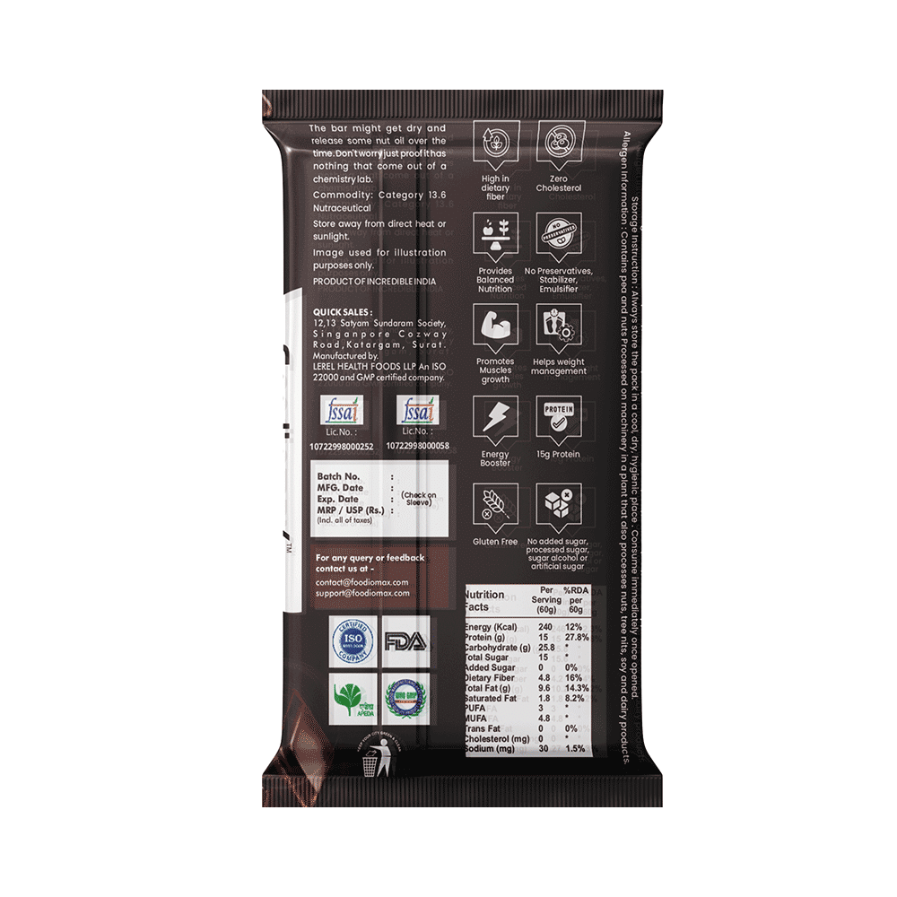 Foodiomax Protien Bar (60gm Each) 2 Coffee Choco & 2 Double Choco - Image 5