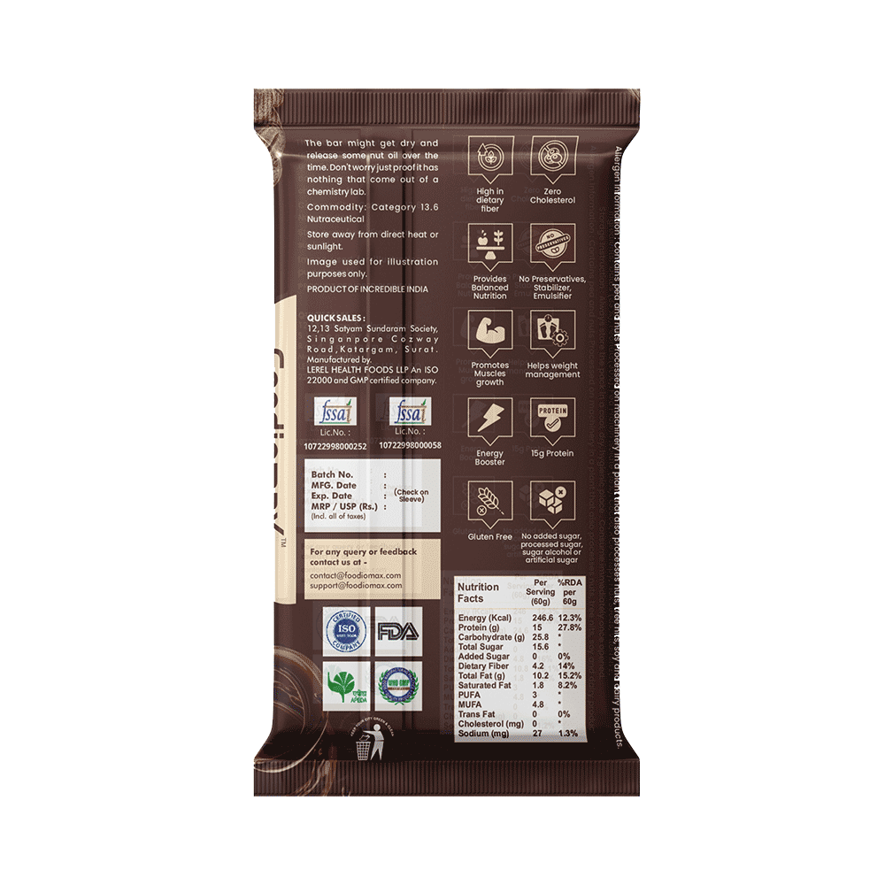 Foodiomax Protien Bar (60gm Each) 2 Coffee Choco & 2 Double Choco - Image 3