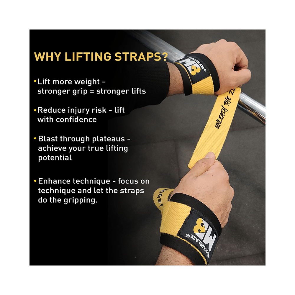 MuscleBlaze Weight Lifting Strap Free Size Yellow Unlock Facial - Image 7