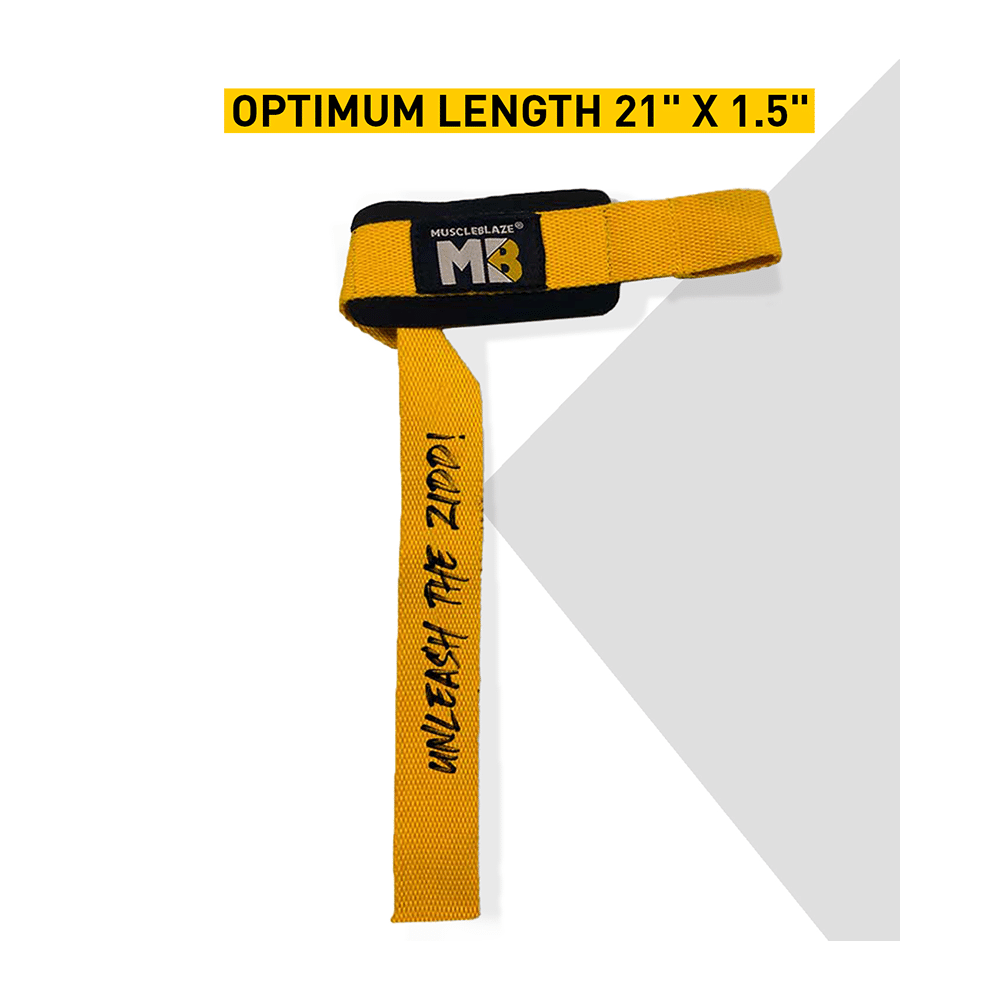MuscleBlaze Weight Lifting Strap Free Size Yellow Unlock Facial - Image 5