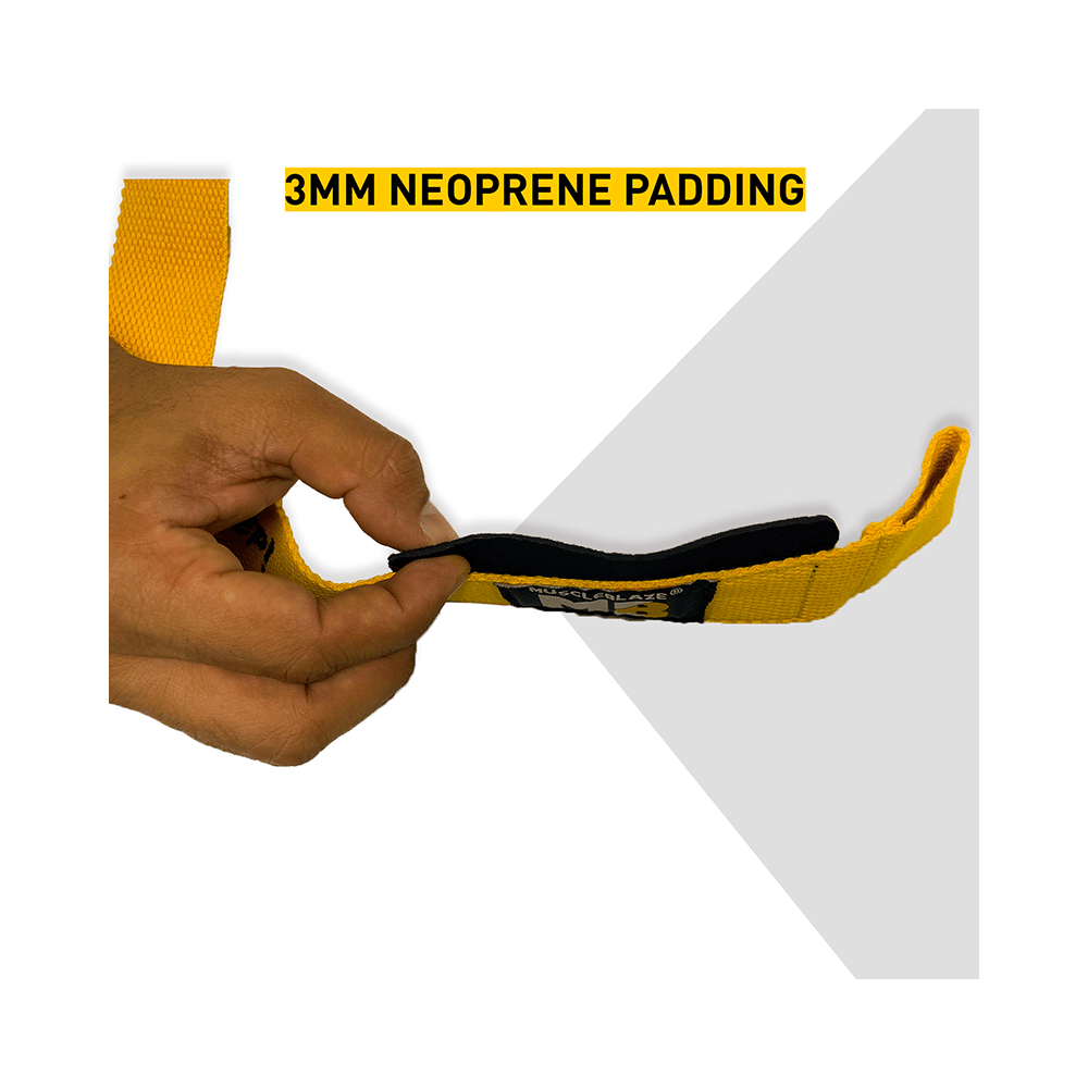 MuscleBlaze Weight Lifting Strap Free Size Yellow Unlock Facial - Image 3