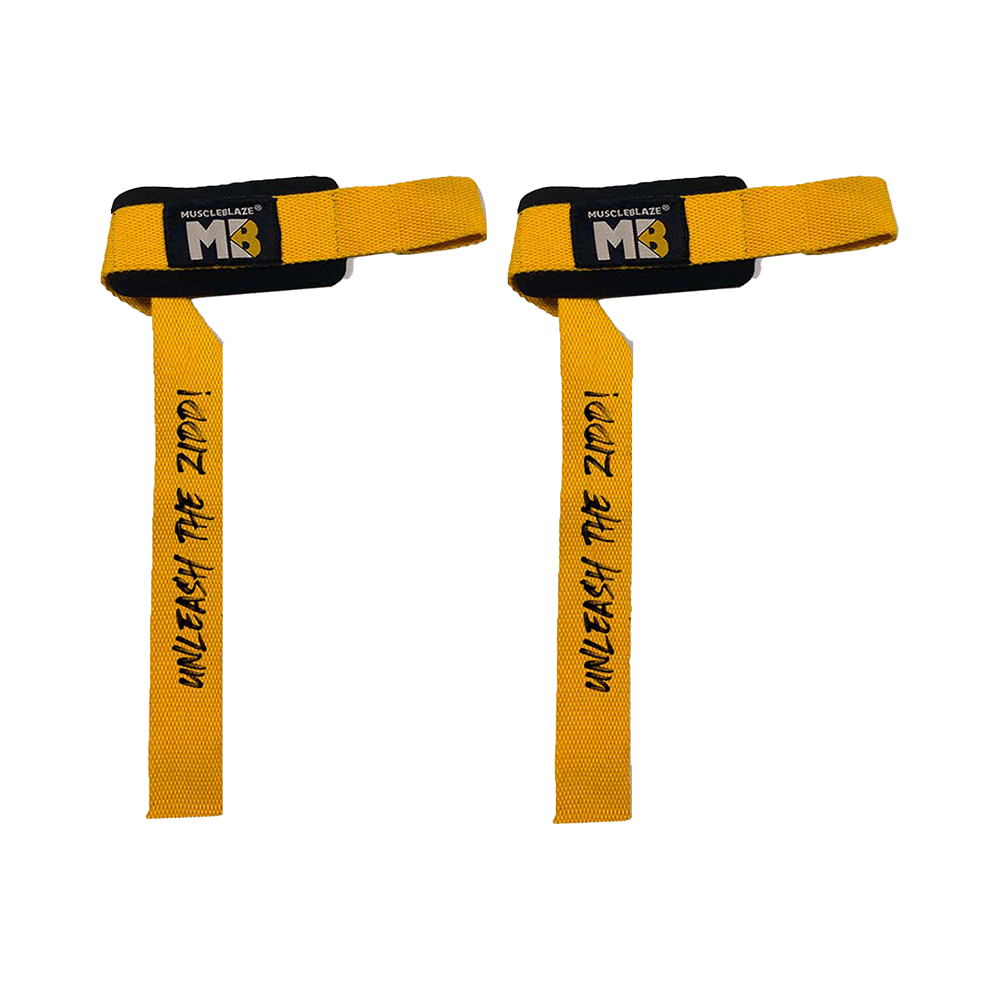 MuscleBlaze Weight Lifting Strap Free Size Yellow Unlock Facial