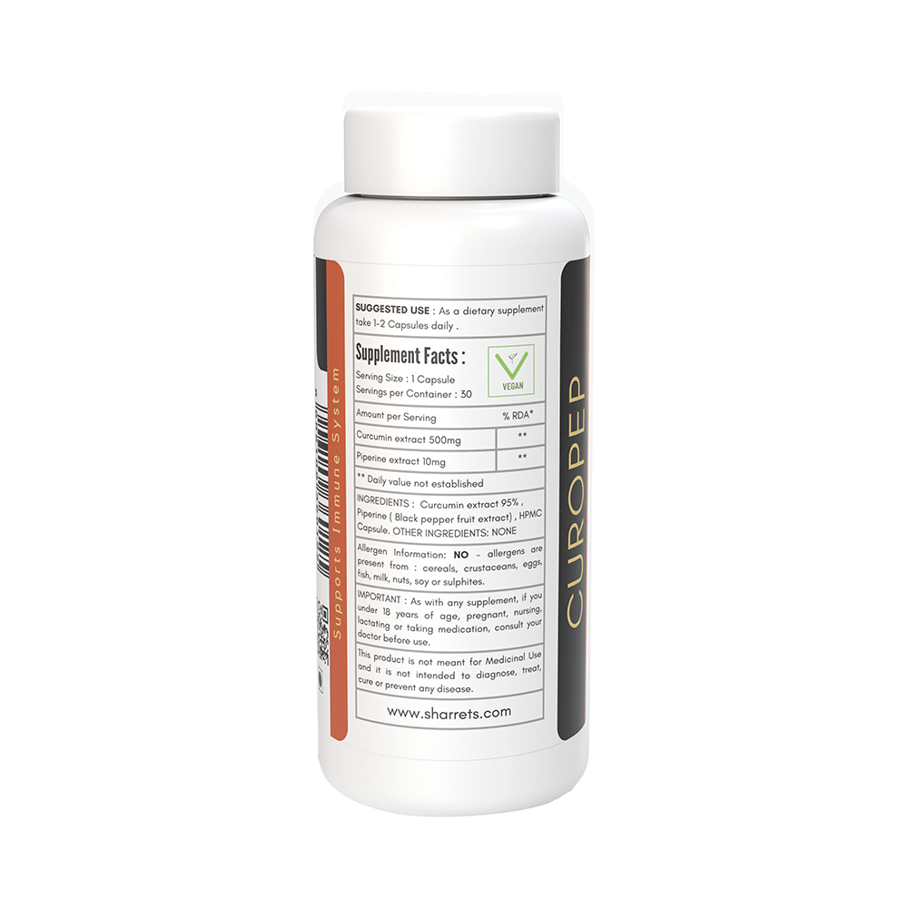 Sharrets Curopep Curcumin & Piperine Extract Capsule - Image 2