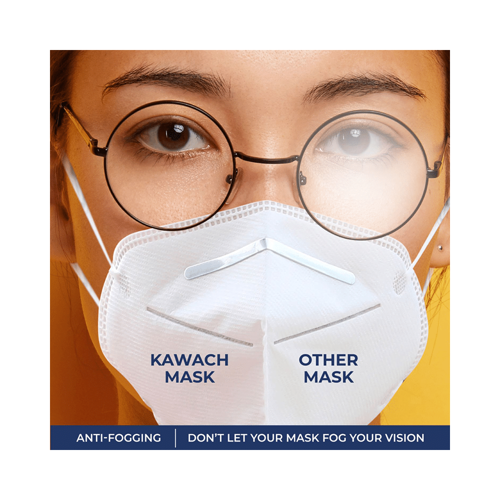 E-Tex Kawach FFP2/N95 Compliant Protective Face Mask with Earloop Free Size White - Image 8