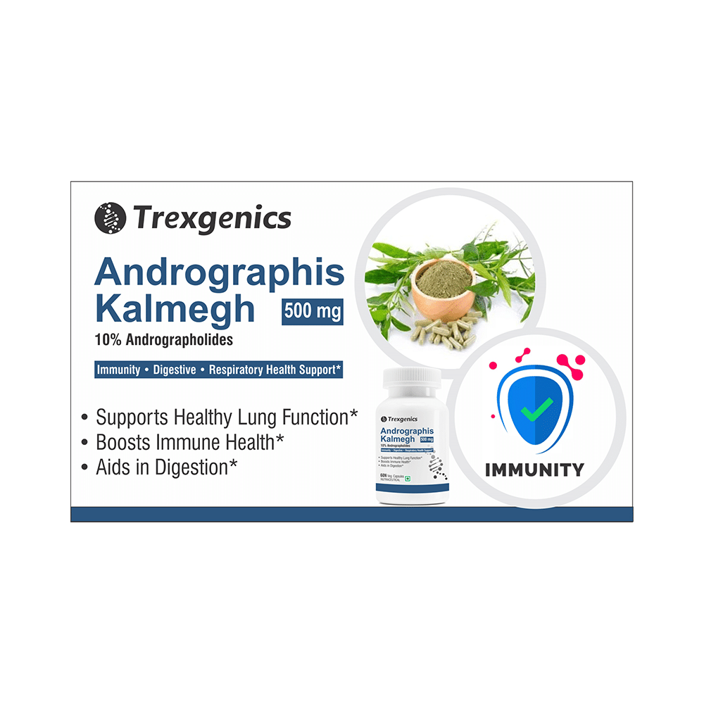Trexgenics Andrographis Kalmegh 10% Andrographolides 500mg Veg Capsule - Image 3