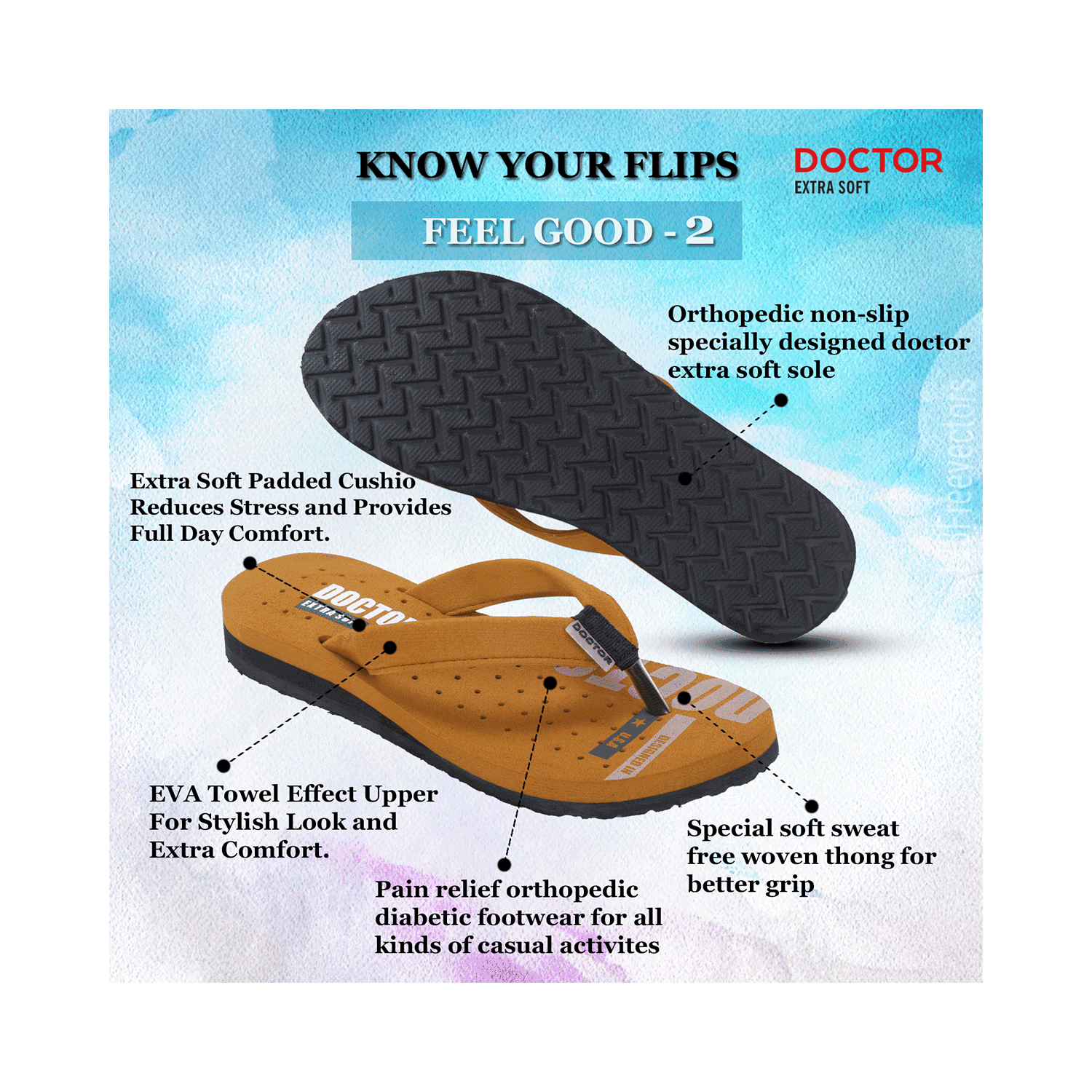 Doctor Extra Soft D 21 Orthopaedic and Diabetic Super Comfort Slippers for Women Tan 5 - Image 2