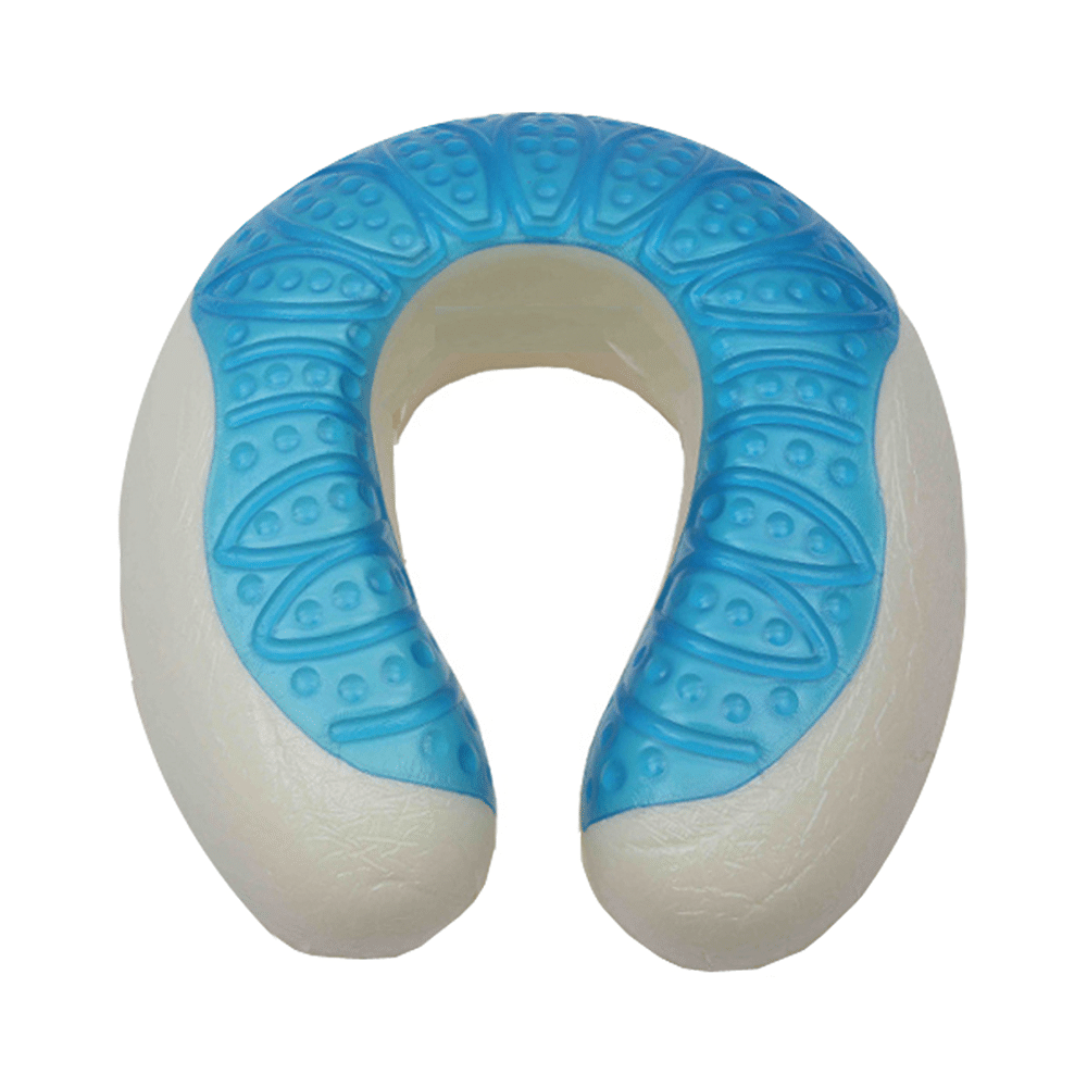 Viaggi Cooling Gel Memory Foam Neck Pillow Turquoise Blue - Image 3