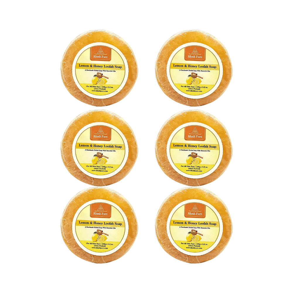 Khadi Pure Lemon & Honey Loofah Soap (125gm Each) - Image 1