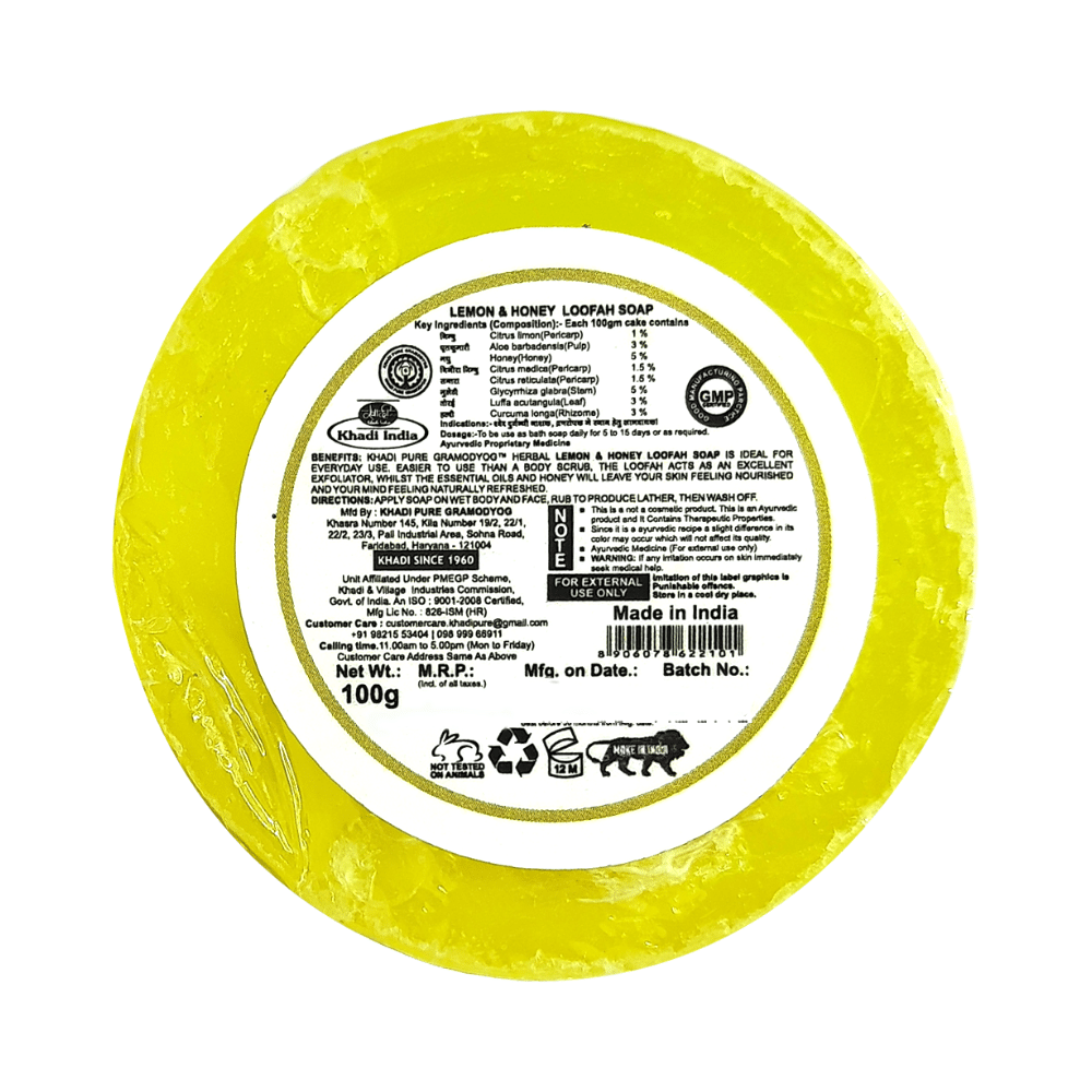 Khadi Pure Lemon & Honey Loofah Soap (125gm Each) - Image 2