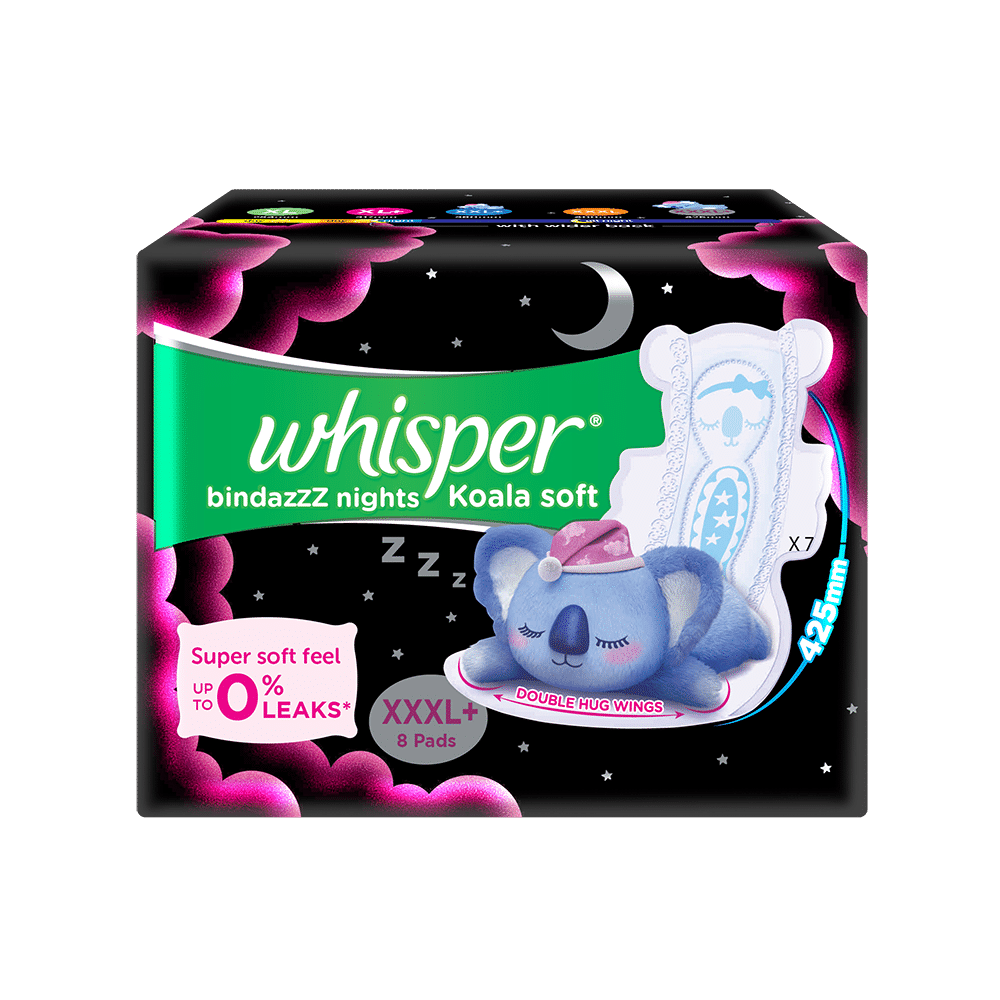 Combo Pack of Whisper Ultra Clean with Herbal Oil Sanitary Pads XL+ (50 Each) & Whisper Bindazzz Nights Koala Soft Pads XXXL+ (8 Each) - Image 2