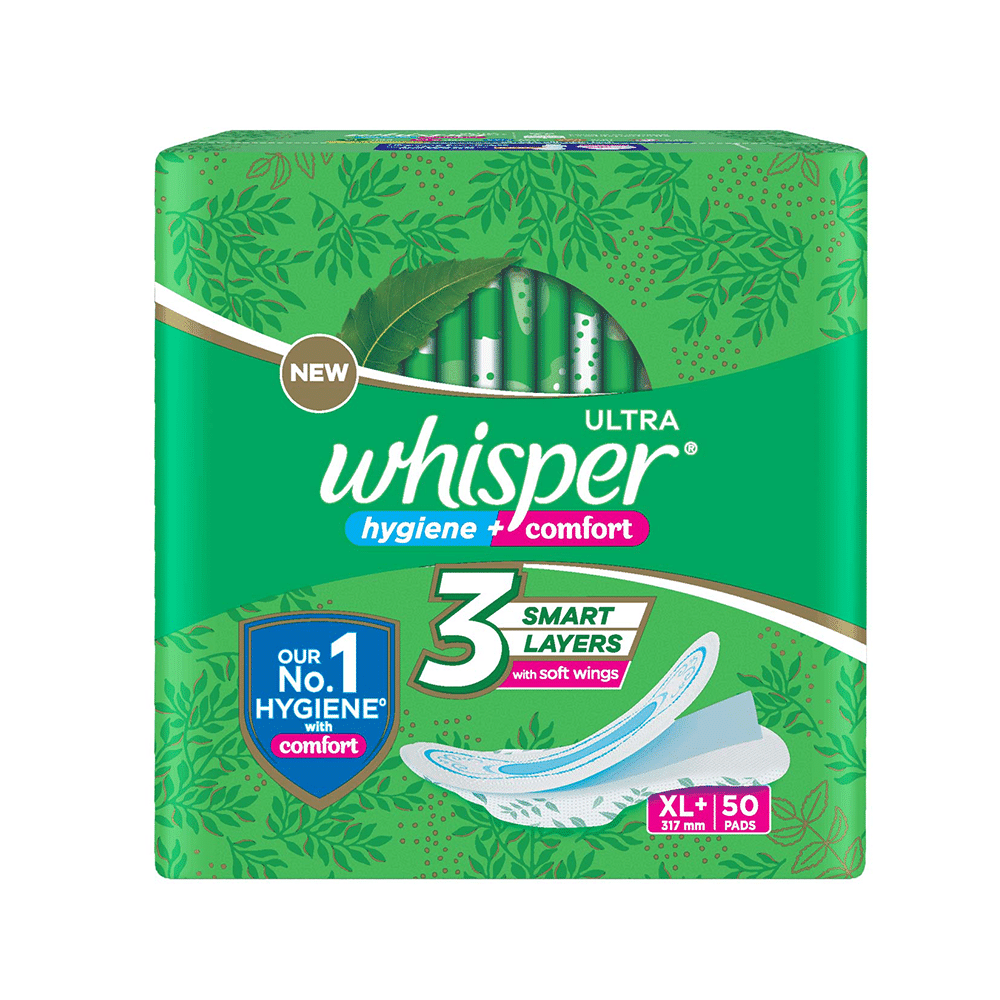 Combo Pack of Whisper Ultra Clean with Herbal Oil Sanitary Pads XL+ (50 Each) & Whisper Bindazzz Nights Koala Soft Pads XXXL+ (8 Each) - Image 5