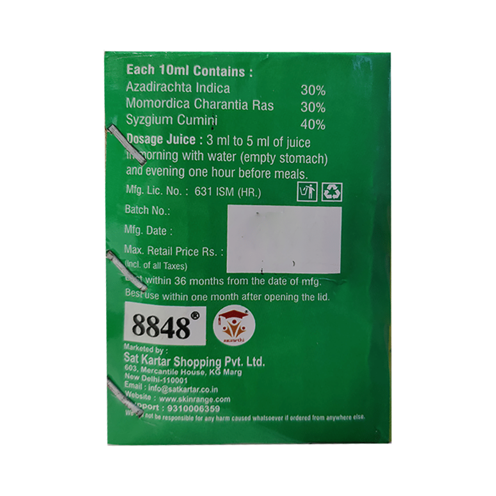 Sat Kartar Dr. Sugar Free Diabetes Care Kit (4 Bottle of 50ml Juice + 60 Capsule) - Image 4