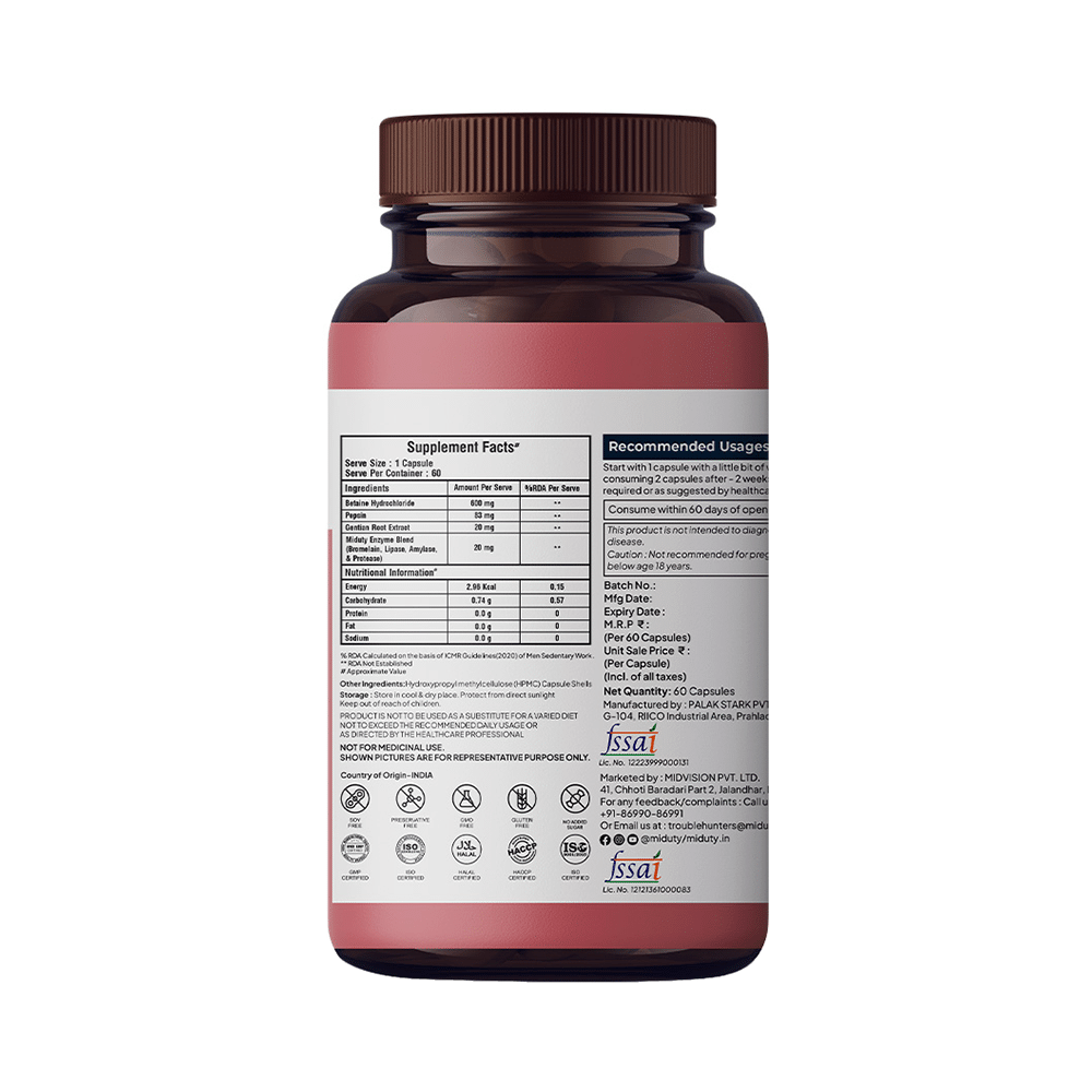 Miduty Betain HCL + Pepsin Capsule - Image 2