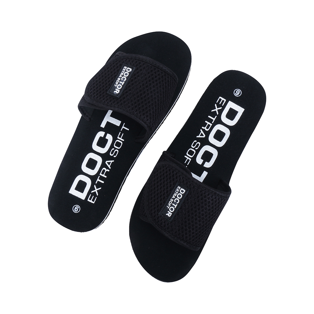 Doctor Extra Soft D 17 Orthopaedic and Diabetic Adjustable Strap Comfort Slippers for Women Black 10 - Image 9